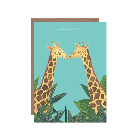'Giraffes Happy Anniversary' Greetings Card