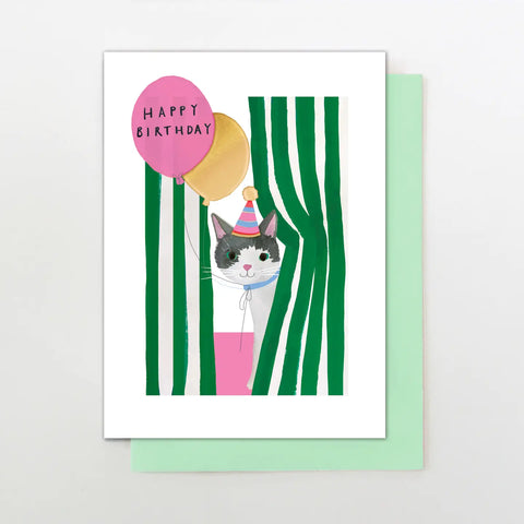 Peeping Cat Greeting Card