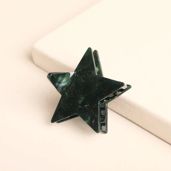 Mini Dark Green Star Hair Clip