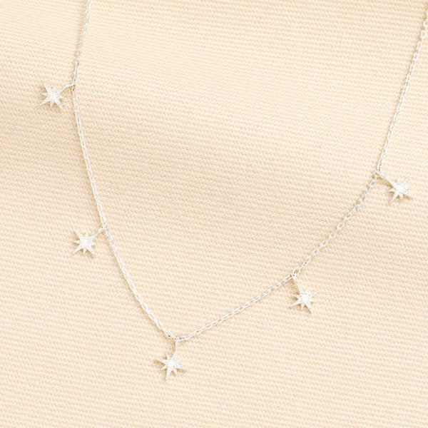 Crystal Star Charm Necklace in Silver