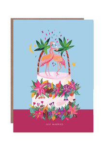 Flamingo Wedding Cake Greetings Card