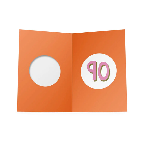 90th Diecut Hole Birthday Card