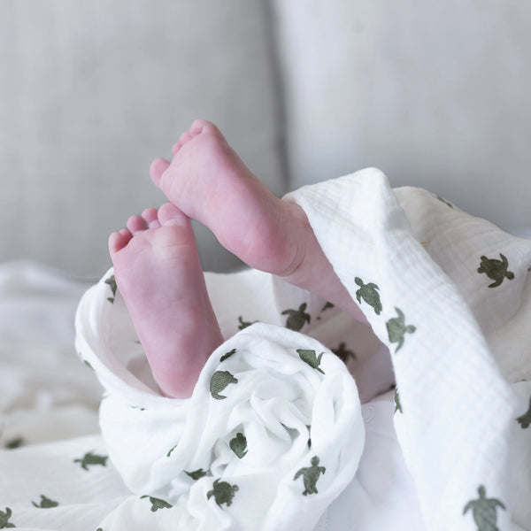 XL Turtle Print Muslin Swaddle