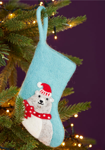 Felt Bear or Penguin Mini Stocking Decoration