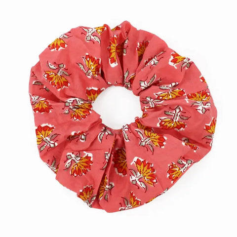 Coral Floral Vintage Scrunchie