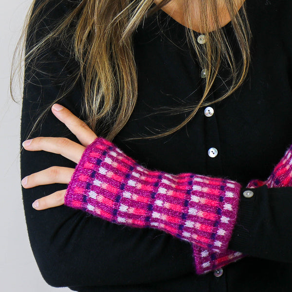 Purple Mix Offset Stripe Wrist Warmers