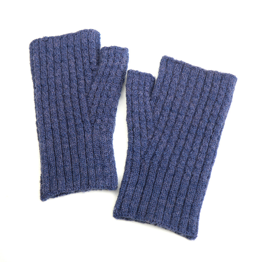 Recycled Mix Blue Fingerless Mittens