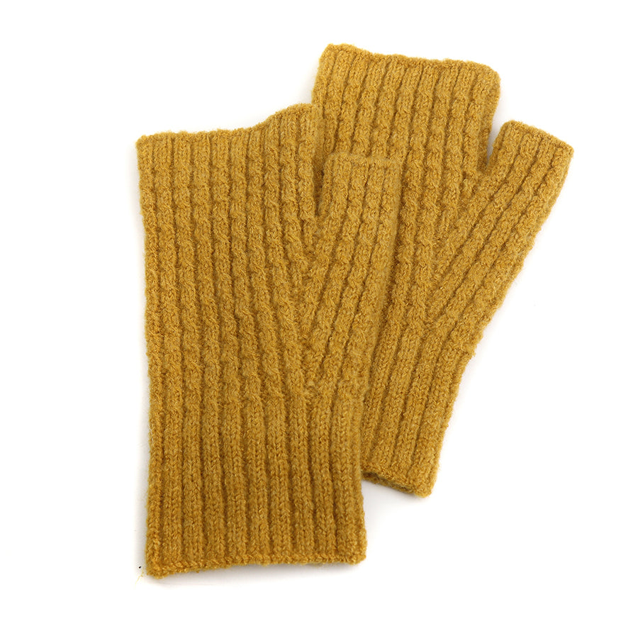 Recycled Mix Mustard Fingerless Mittens