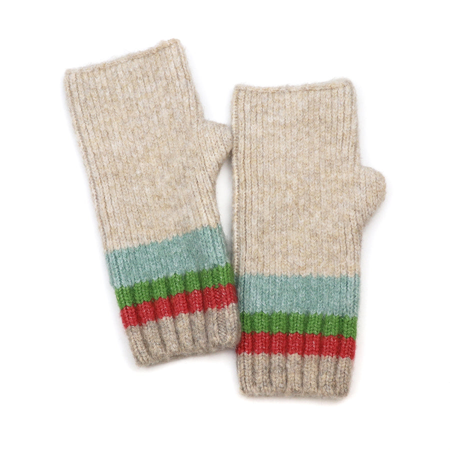 Oatmeal Stripe Edge Wrist Warmers