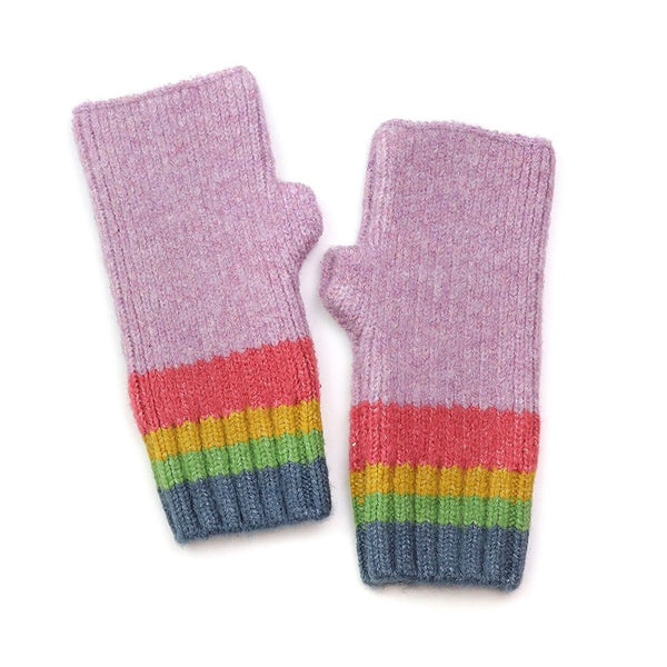 Lilac Stripe Edge Wrist Warmers