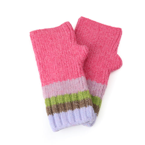 Pink and Green Mix Stripe Wrist Warmers