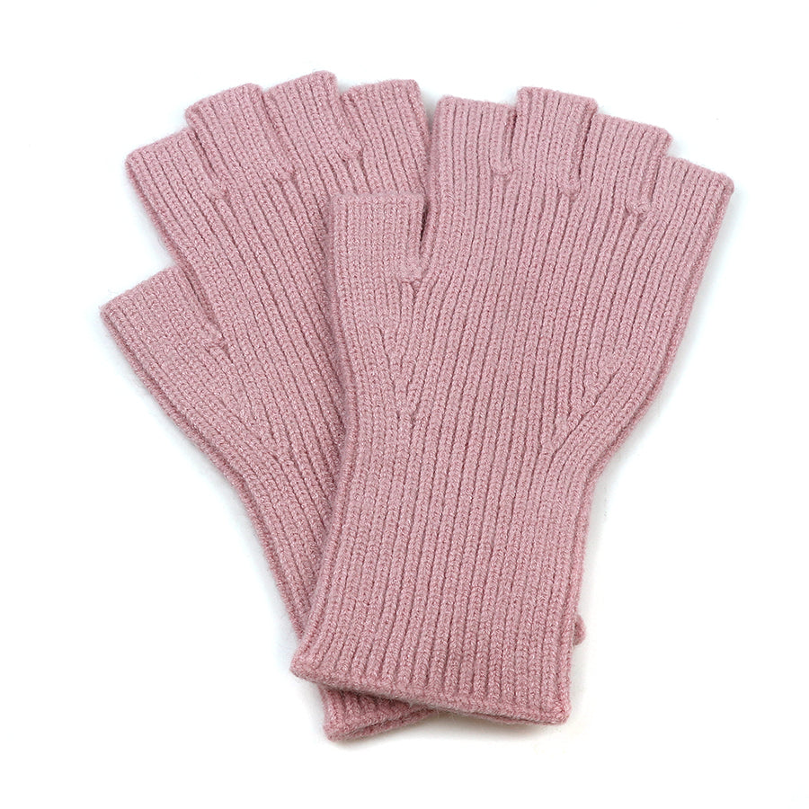 Dusky Pink Recycled Blend Fingerless Gloves