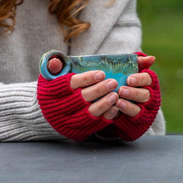Red Recycled Blend Fingerless Gloves