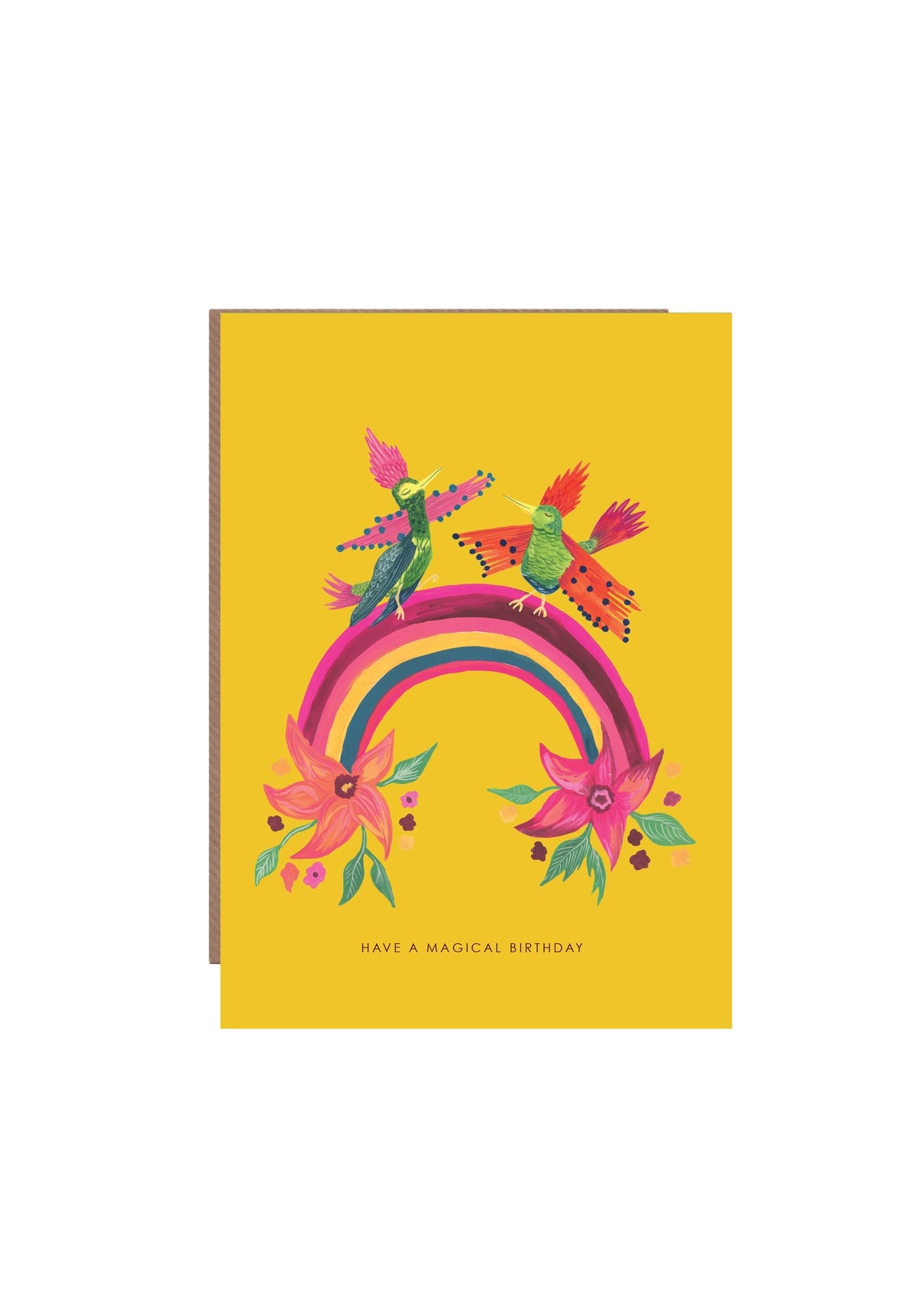 Party Birds On Rainbow Birthday Greeting Card