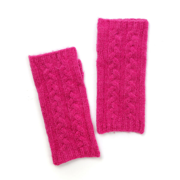 Pink Cable Knit Recycled Wrist Warmers