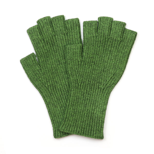 Green Ribbed Fingerless Recycled Blend Gloves