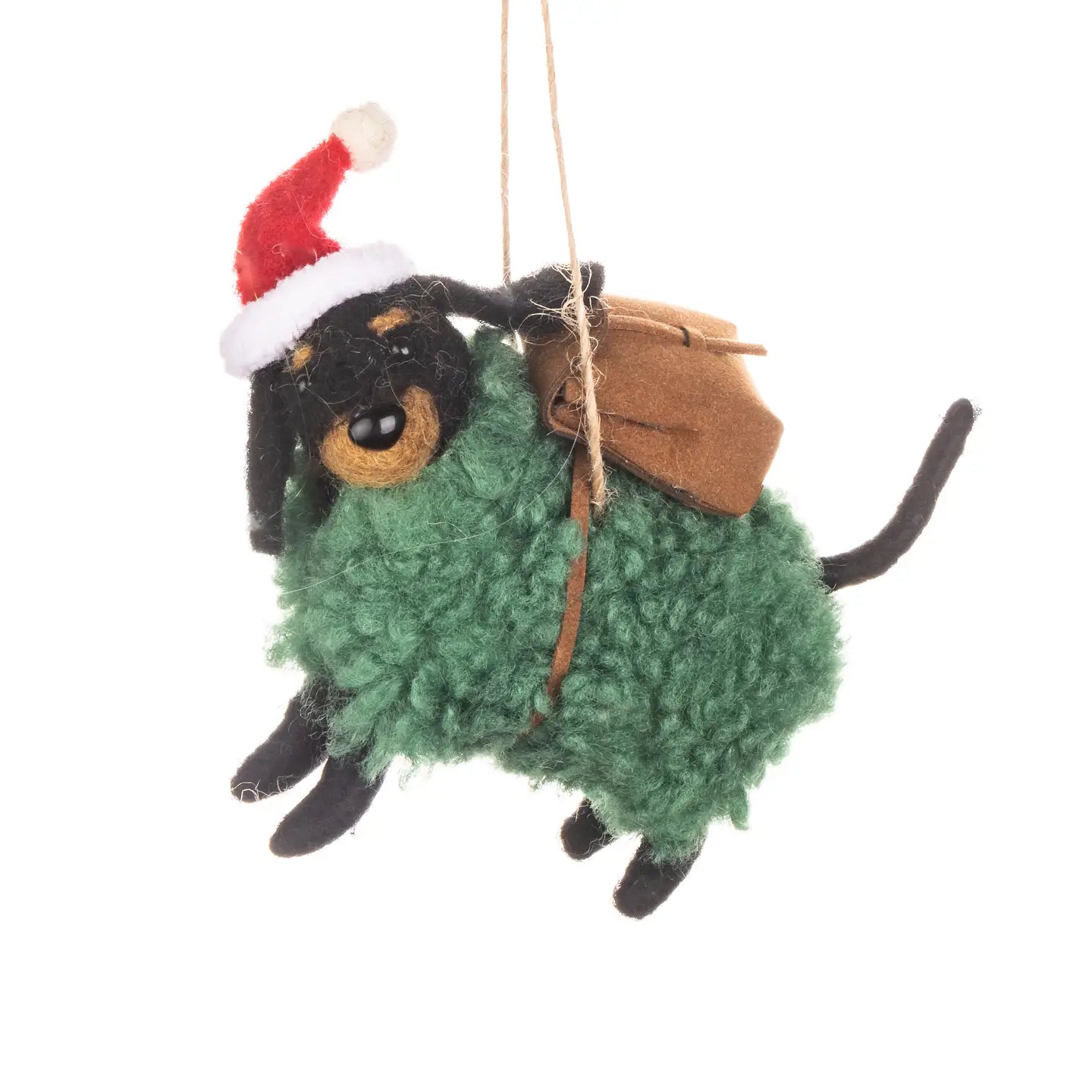 Dog in Green Woolly Coat Decoration