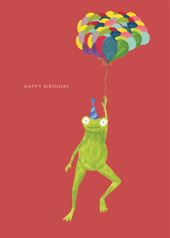 'Frog and Balloons' Birthday Greetings Card