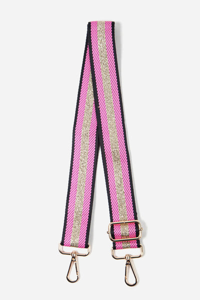Pink Bag Strap with Glitter Centre Stripe