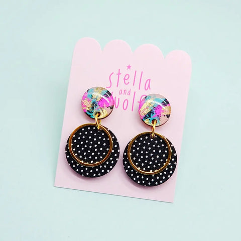 Abstract Polka Dot Dangle Earrings