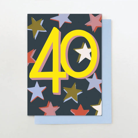 Happy Birthday Card | Age 40 Neon