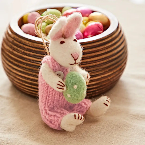 Felt Rabbit with Egg Hanging Decoration