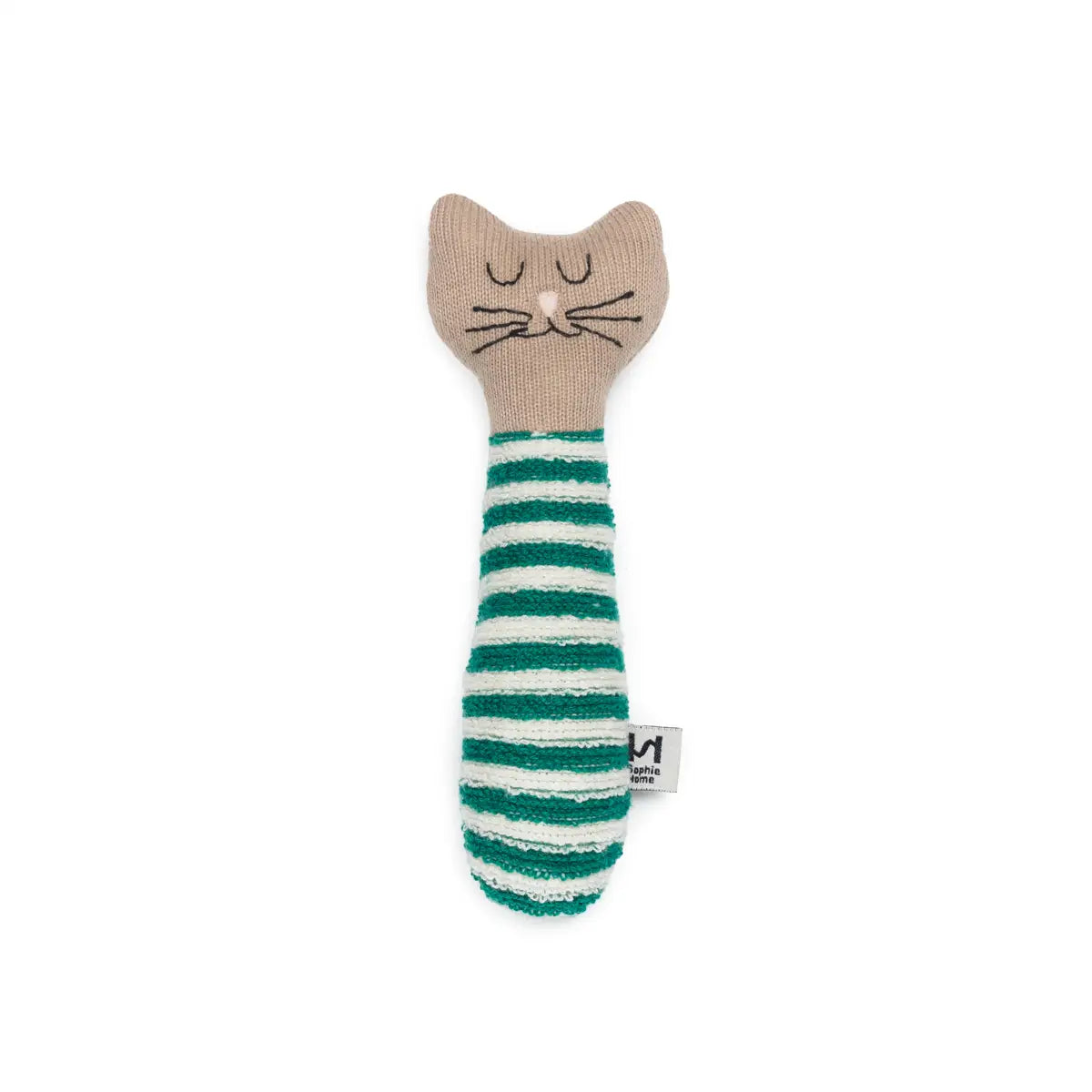 Cotton Knit Baby Rattle Toy - Cat