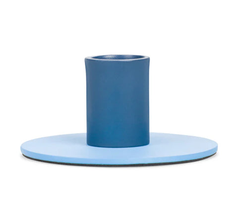 Small 4cm Two-Tone Blue Metal Candleholder