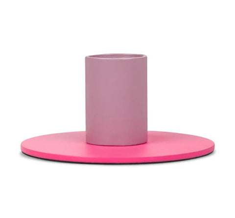 Small 4cm Two-Tone Pink Metal Candleholder