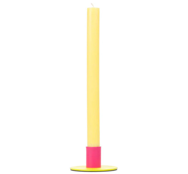 Small 4cm Two-Tone Yellow & Pink Metal Candleholder