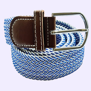 Chevron Stripe Woven Belt - Blue and White