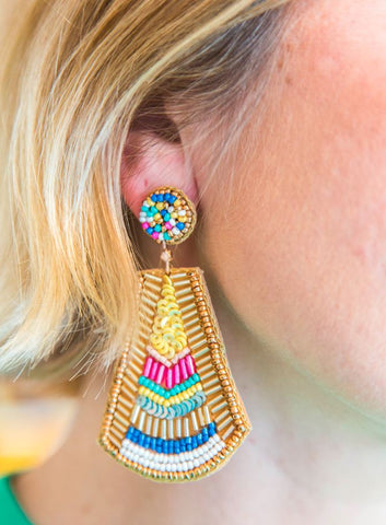 Multi Block Beaded Earrings