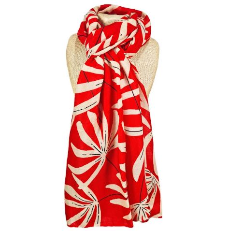 Red Floral Scarf