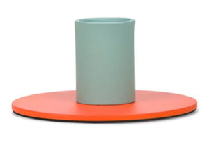 Small 4cm Two-Tone Orange & Green Metal Candleholder