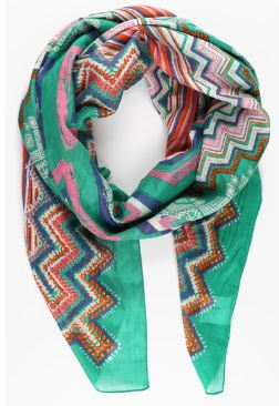 HALF PRICE!! Diamond Geometric Print Cotton Scarf in Green