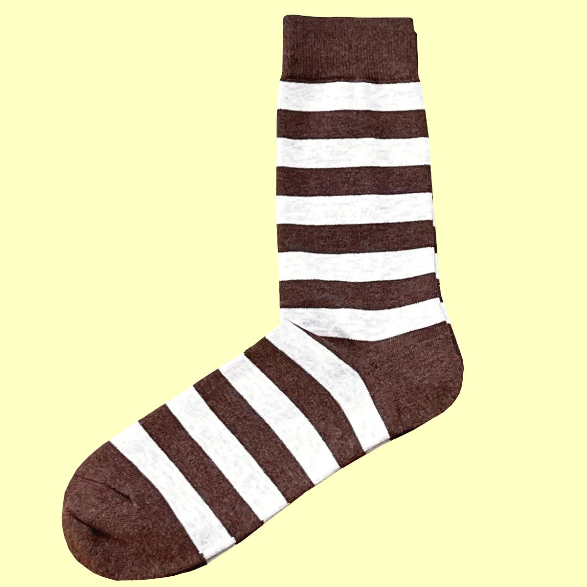 Men's Hooped Striped Socks - Brown and Beige