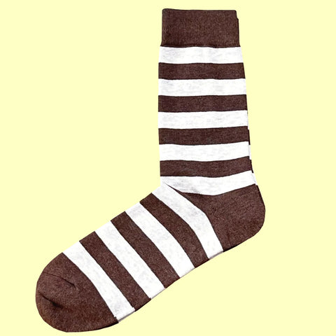 Men's Hooped Striped Socks - Brown and Beige
