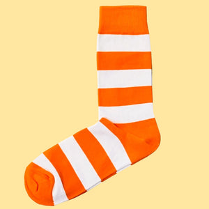 Men's Hooped Stripe Socks - Orange and White