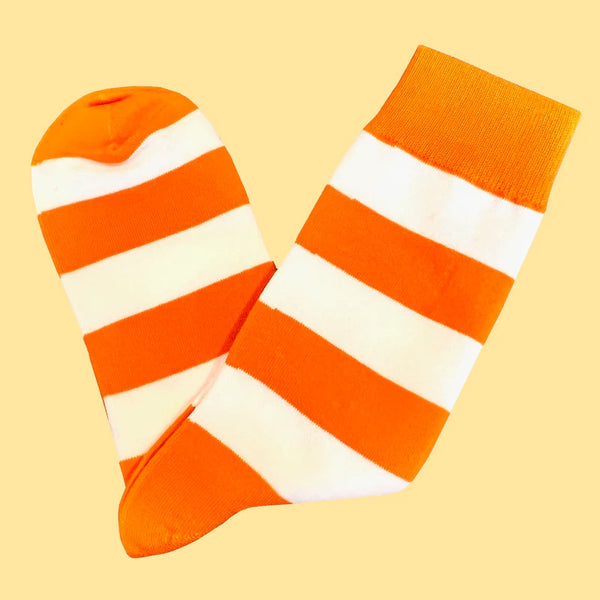 Men's Hooped Stripe Socks - Orange and White