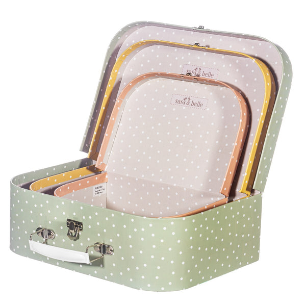 Earth Tones Spotted Suitcase - Set of 3