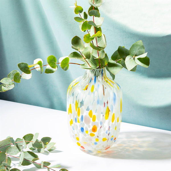 Large Multicoloured Speckled Glass Vase