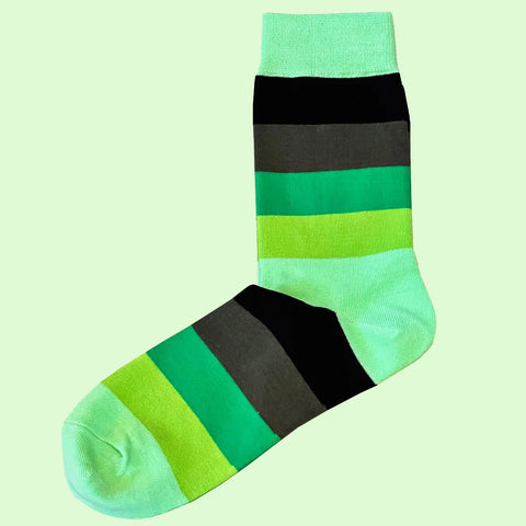 Menswear Socks - Multi Stripe - Green, Lime, Mint, Brown and Black