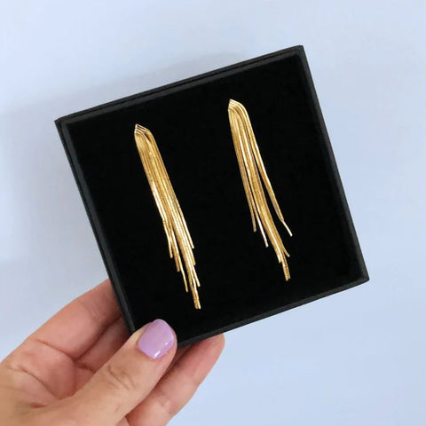 Metallic Tassel Earrings - Silver & Gold