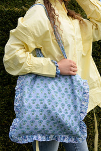 Blue Tote Bag with Frill