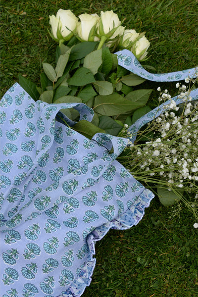 Blue Tote Bag with Frill