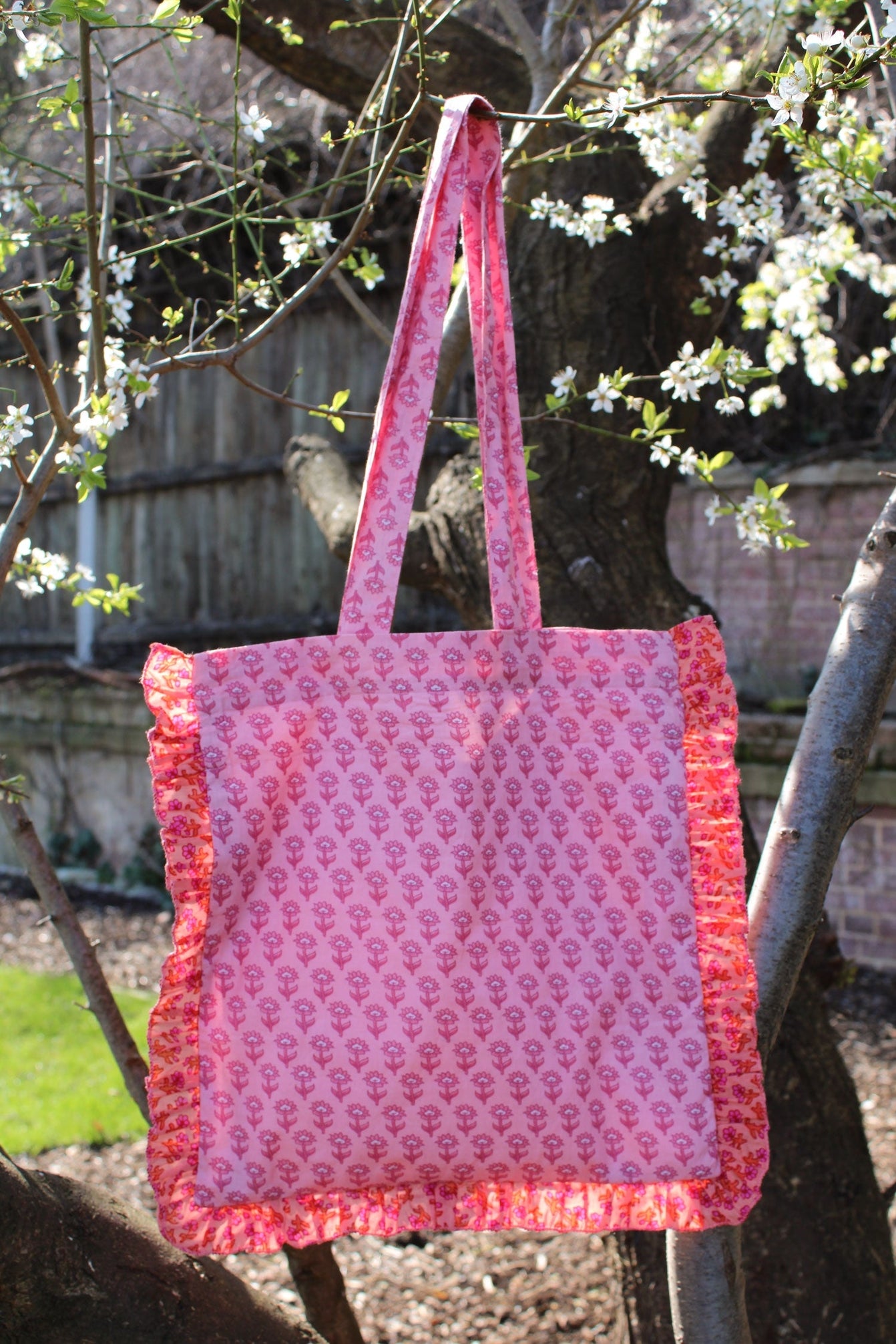 Pink Tote Bag with Frill