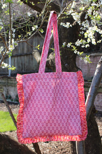 Pink Tote Bag with Frill