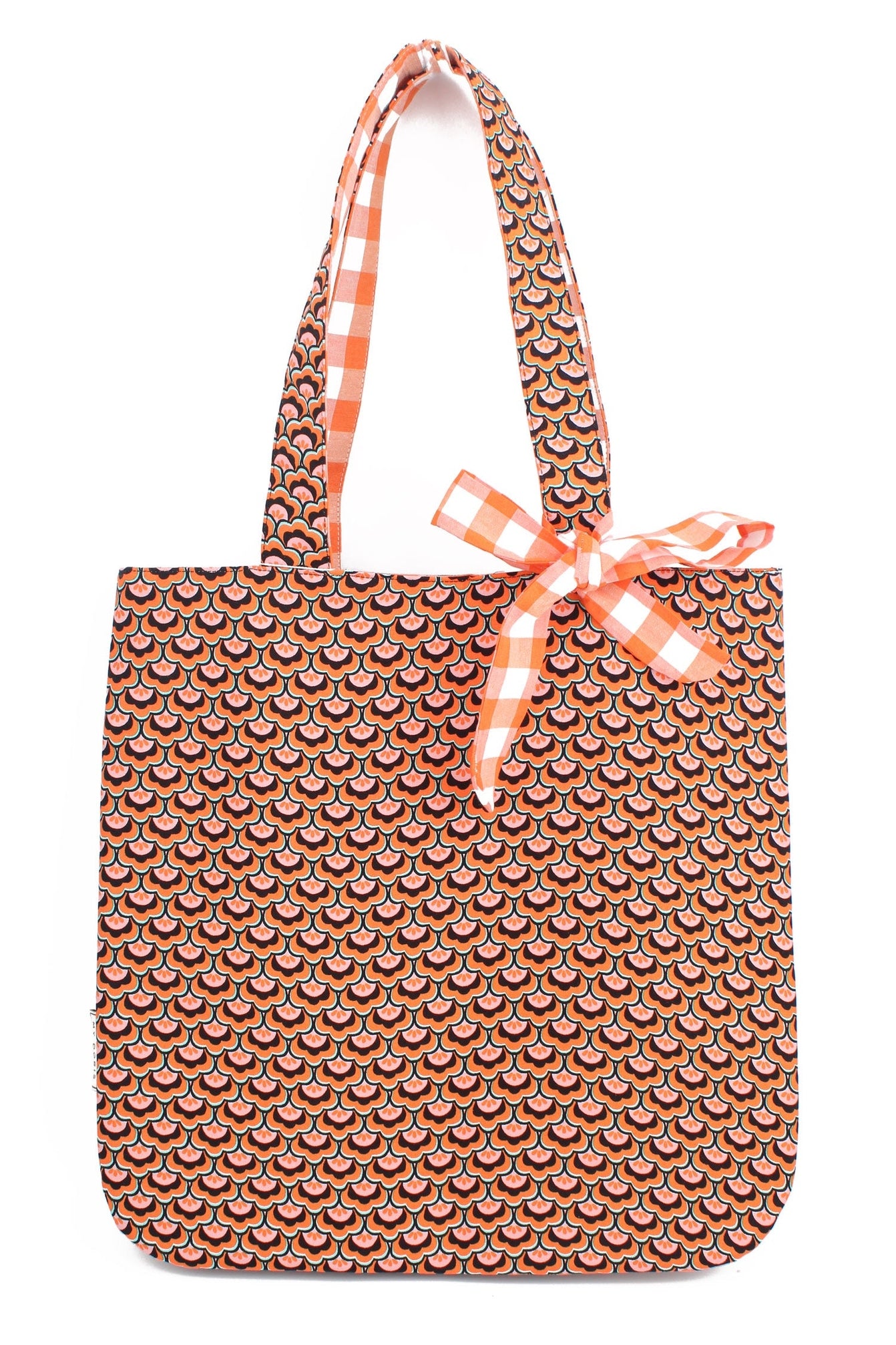 Orange Reversible Tote Bag with Bow