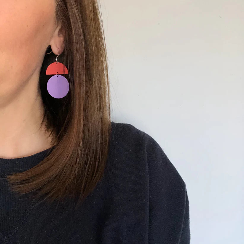 Lilac & Rust Geometric Earrings