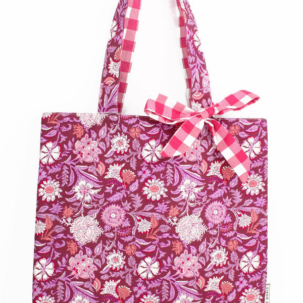 Pink Reversible Tote Bag with Bow